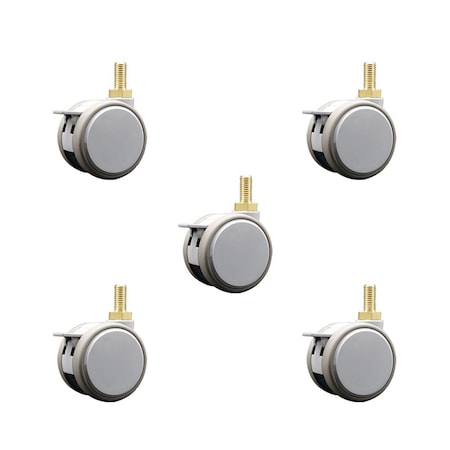 Service Caster 2.375 Inch MRI Safe Casters with Brakes, 10mm Threaded Stem, Set of 5, SCC, 5PK SCC-TS02S60-TPR-GRY-B-M10X22-MRI-5